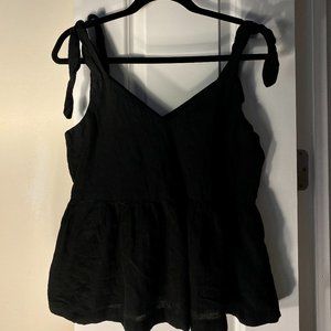 GAP Black Peplum Tie Strap Tank Top (XS)